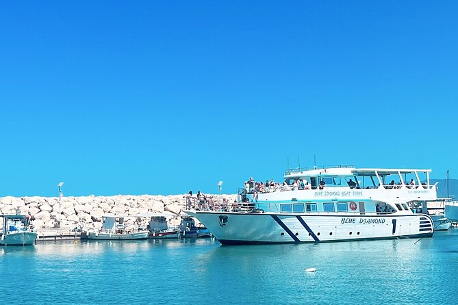 Blue Lagoon trip with slide & music departing from Latchi harbour - The route: Aphrodite myths, Akamas coastline stops, and Manolis Bay